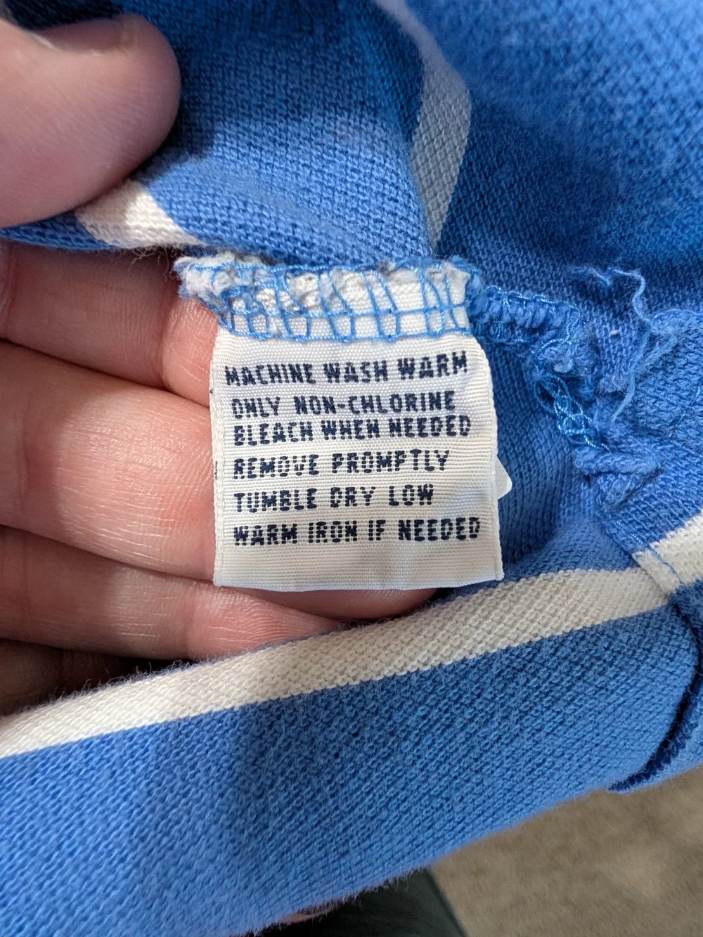 Ralph Lauren Light Blue and White Striped Polo with Orange Pony